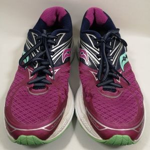 Women's Saucony Running Shoes, 8mm Offset Ride 9, Size 9.5US Pink-Purple & Navy